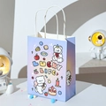 Detail of gradient blue cartoon paper gift bag with white handle and cute illustrations - 120g White Kraft Paper / Good Luck Always - Small / 15x21x8cm