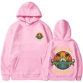 Rosa Alligator Alcatraz Kapuzenpulli mit Bauchtasche und Grafikdruck auf weißem Grund - S / Rosa