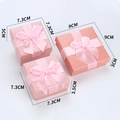 Pink jewelry gift boxes with satin bows in three different sizes for rings and pendants - 9*9*3cm / Pink