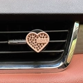 Rose gold heart car air vent clip with brown rhinestones and LOVE lettering - LOVE Pink