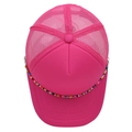 Hot pink mesh trucker hat featuring a vibrant colorful beaded chain on the brim - M (56-58cm) / All Rose Red
