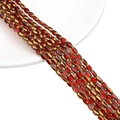 Oval faceted glass beads in wine red and gold finish for DIY jewelry crafting - Approx 25pcs/Strand / 3x5mm / Transparent Red