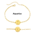 Detailed view of 18K gold plated stainless steel Aquarius zodiac coin pendant bracelet - Aquarius (1 Piece/Pack)