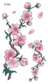 Tatuaggi temporanei con rami di ciliegio rosa per la clavicola con petali disegnati a mano - Stile Ramo di Ciliegio Dipinto a Mano (LY016)
