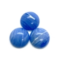 Three round blue agate stone beads for DIY jewelry making with natural texture - No. 32