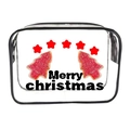 Transparent PVC makeup bag with black trim and Merry Christmas tree patterns - 056-Merry Christmas Red Star