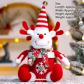 Christmas Reindeer plush candy jar with striped hat and snowflake sequins, 33cm height - Red Knitted Reindeer Style (S235-C)