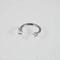 1.0mm stainless steel horseshoe nose ring with 2mm round cubic zirconia accents - Round CZ Horseshoe Ring / 1.0x8mm / Steel