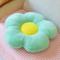 Cute mint green flower cushion in plush faux rabbit fur for office chairs and sofas - Fresh Green