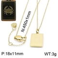 Collana con ciondolo quadrato segno zodiacale Cancro in acciaio al titanio dorato - Cancro (KN200350-KLHQ)