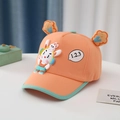Detail of cute rabbit patch and 123 embroidery on orange kids baseball cap - 47-52cm / Orange