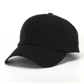 Detailed view of the 3D black embroidery on a high-quality six-panel baseball cap - One Size(Adjustable) / Black (A)