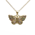 Collana in rame placcato oro 18K con ciondolo a farfalla e zirconi multicolori - Farfalla con Diamanti Colorati/Gemme Multicolore / Oro