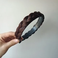 Brown braided fishtail headband for women featuring a high-volume hair-like texture - Thick Twist Braid (3CM Wide) / Dark Brown