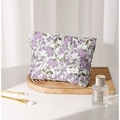 Lavender canvas makeup bag with green floral embroidery and H&R BAG woven label - Large / Taro Floral