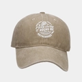 Detail of vintage washed khaki baseball cap with rock mother skull graphic print - Adjustable / Khaki