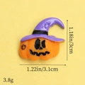 Halloween pumpkin resin charm with purple wizard hat and size specs on yellow background - Pumpkin with Purple Hat