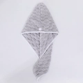 Grey microfiber hair drying towel cap with pineapple grid texture and secure white button - 25x65cm Hair Drying Cap / Gray