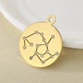 18K gold plated Aquarius zodiac circle pendant with diamonds on a beige fabric background - Gold Aquarius (KLJ4543-Z)