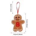 Christmas gingerbread man felt ornament with red letter B embroidery and hanging loop - 11x8.5cm / Style B