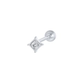Clou d'oreille en argent S925 avec oxyde de zirconium carré et fermoir à vis - Zircon Carré #19