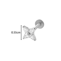 Silver G23 titanium labret stud with 0.55cm four-petal marquise gemstone flower - Four-Petal Flower Style (T2535-2# Silver)
