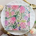 Protea flower and eucalyptus leaf printed paper napkins on a white shell-shaped plate - Protea & Eucalyptus (1110)