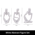 Set di 3 sculture astratte bianche stile pensatore con finitura opaca moderna e altezza 13 cm - Set di Mini Figurine / Bianco