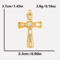 Detail showing 304 stainless steel gold cross pendant with dimensions and weight info - Gold-AB Aurora Rhinestone