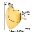 Detailed size specifications of a gold-finished stainless steel heart stud earring - Heart Mirror Surface-Gold