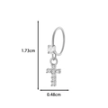 Silver cross earrings with white zircon stones and size dimensions of 1.73cm by 0.48cm - 16# Silver