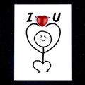 Healing card with heart shaped natural agate stone in I love U creative minimalist design - Red Jasper