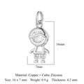 Pendentif garçon en argent, cuivre et zircone cubique avec dimensions de 16x7mm - Garçon Argent-VB201