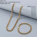 5mm vergoldetes Curb Chain Halsketten und Armband Set aus Titanstahl in vielen Längen - 5mm Goldfarbe-Armband 20cm