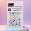 3D pink floral face jewels and teardrop crystal stickers set for festive makeup looks - 12 Flowers Rainbow