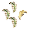 Leaf-shaped enamel and gold-plated stainless steel charms for DIY jewelry making - Leaf Style 11 / 26x38mm / Green