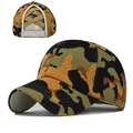 Gorra de béisbol de camuflaje para coleta con bandas elásticas cruzadas para mujer - Ajustable / Camuflaje Amarillo (Verde Jengibre)