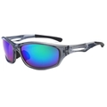 Outdoor sports cycling sunglasses with translucent grey frame and colorful mirror lenses - Transparent Gray Frame Green Mirror