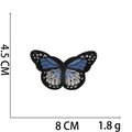 Blue and white butterfly embroidery patch detail with 4.5cm by 8cm size dimensions - No.23 Blue Butterfly
