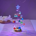 Golden spiral Christmas tree lamp with colorful acrylic crystals and warm LED light - Medium Colorful Tree