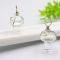 Collier pendentif champignon fait main avec cristal violet et blanc et fil d'argent - Transparent Ton Argent
