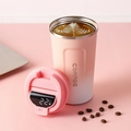 Pink gradient 304 stainless steel coffee mug with LED digital temperature display lid - Smart Lid Gradient Pink