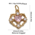 Detail of pink heart zircon pendant in copper with precise weight and size dimensions - Pink Zircon Heart Charm (CX151-06)