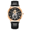 Orologio Yolako con quadrante terra, cassa oro rosa e cinturino coccodrillo nero - Quadrante Nero Cassa Oro Rosa Cinturino Nero