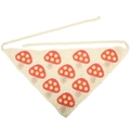 Handmade crochet beige triangle bandana featuring cute red mushroom patterns with ties - Beige Red Mushroom Retro