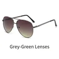 Classic aviator sunglasses with gradient grey-green lenses and dark gunmetal frame - Gray-Green Gradient