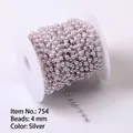 Silver 4mm faux pearl bead chain on white spool for DIY jewelry making item 754 - 4mm (Round) / Silver
