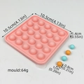 Detailed dimensions for the 25-hole silicone ball mold showing size and sphere diameter - 25 Holes With Lid Ball Diameter 10mm