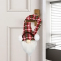 Decorazione gnomo di Natale per maniglia in maglia pied-de-poule rossa e verde - Cappello rosso e verde