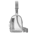 Riñonera de PVC transparente impermeable con correa gris ajustable y cremallera frontal - Gris claro
